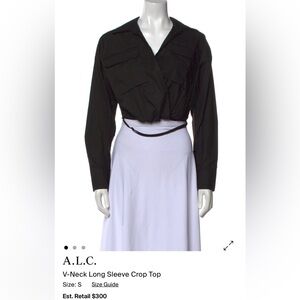 A.L.C. Black V-Neck Long Sleeve Top